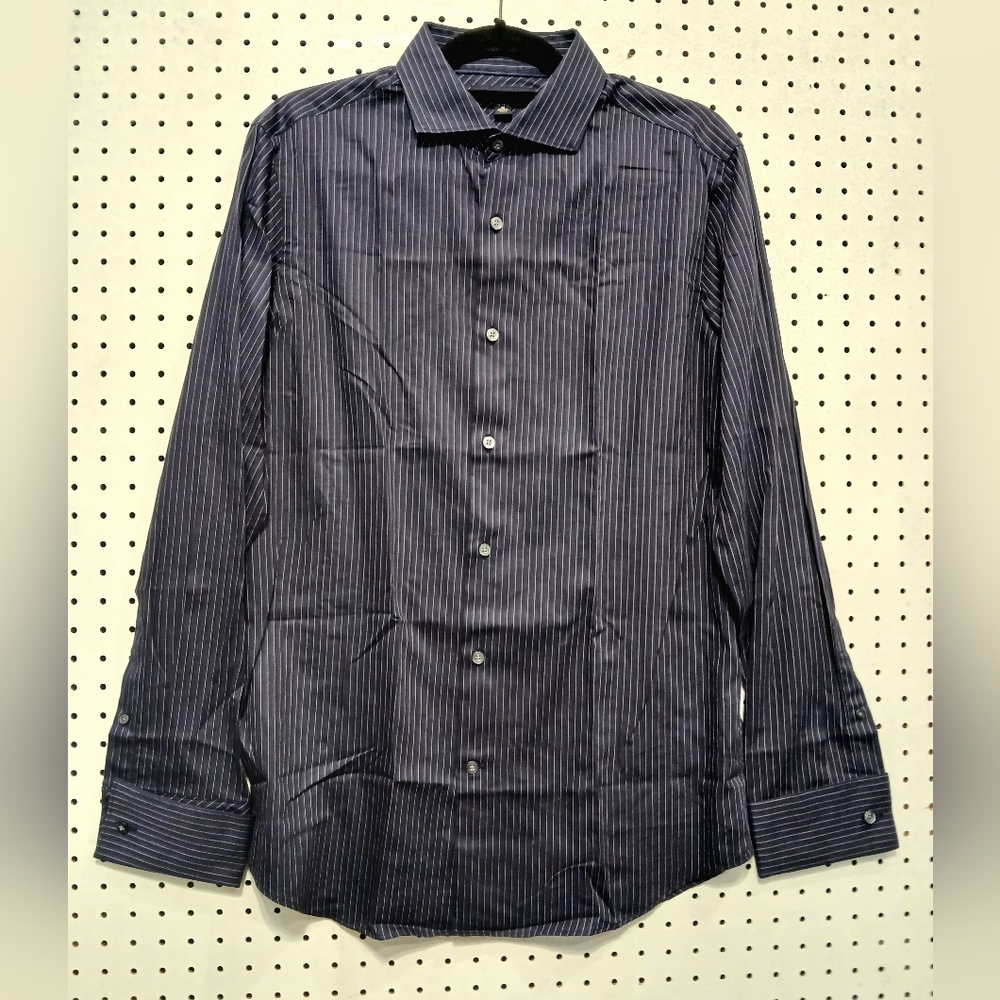 Banana Republic Elegant Navy Striped Dress Shirt